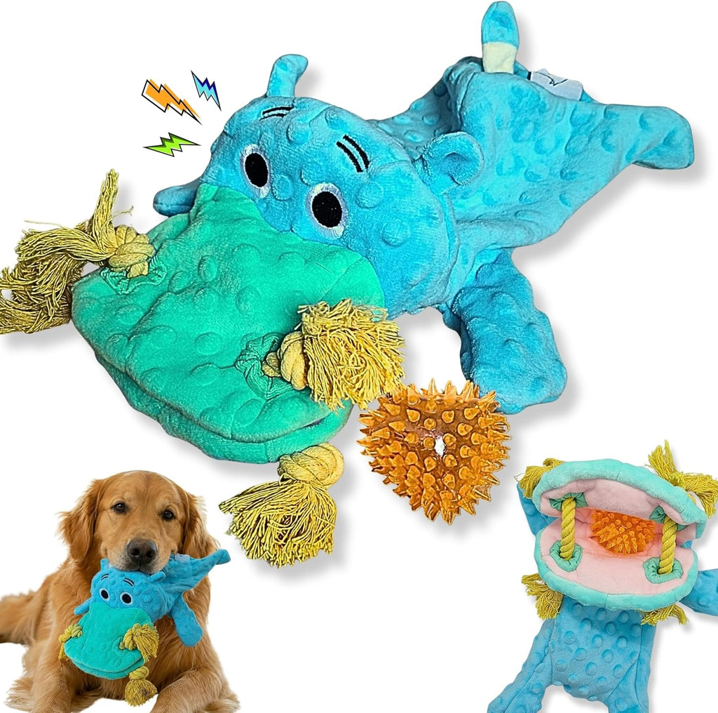 Juguete para perro 4 en 1 sin relleno con chirriante, cuerdas y art...