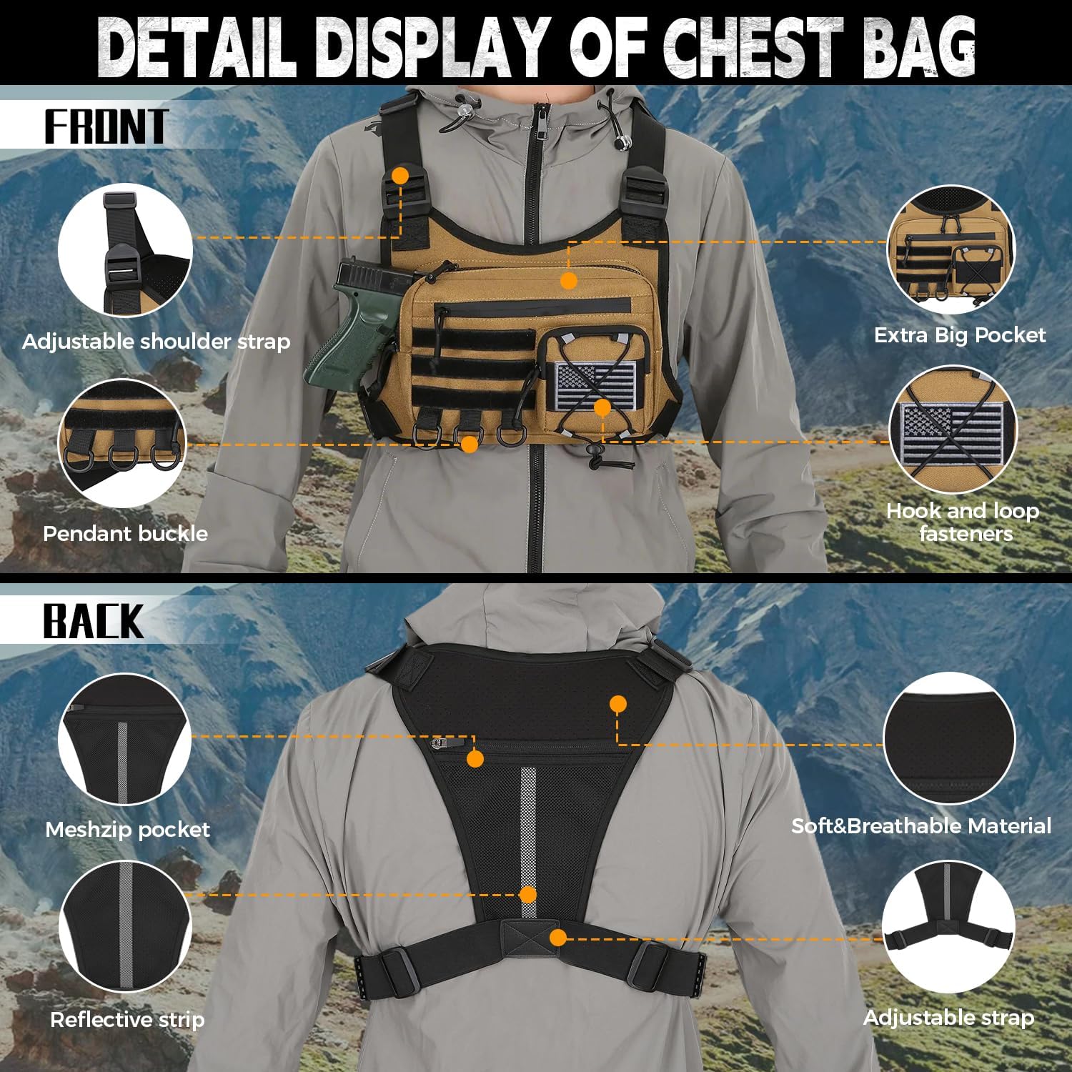 koculemi Bolsa de Pecho para Deportes al Aire Libre para Hombres, F...