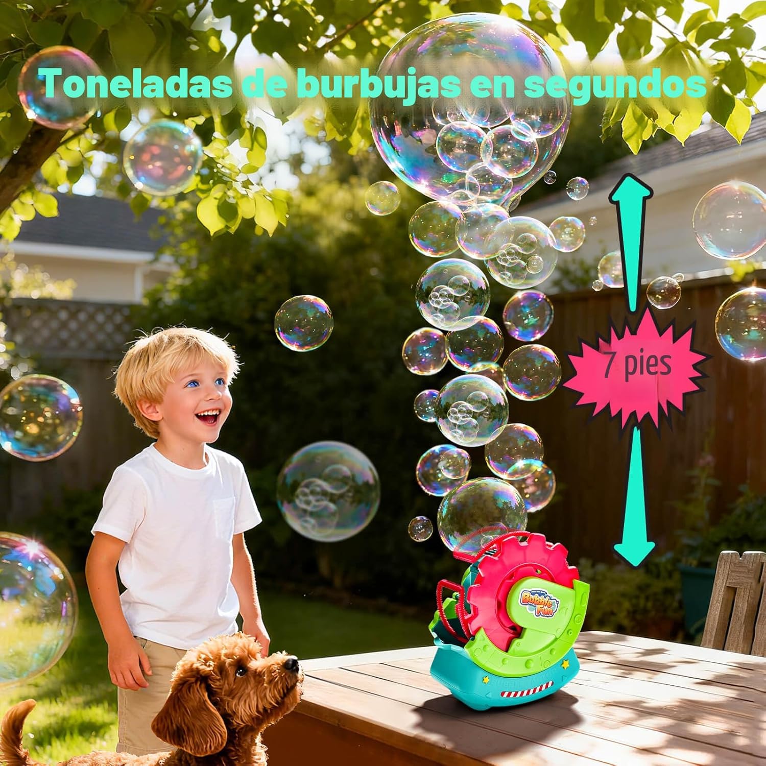 Máquina de burbujas para niños pequeños y mascotas, con solución se...