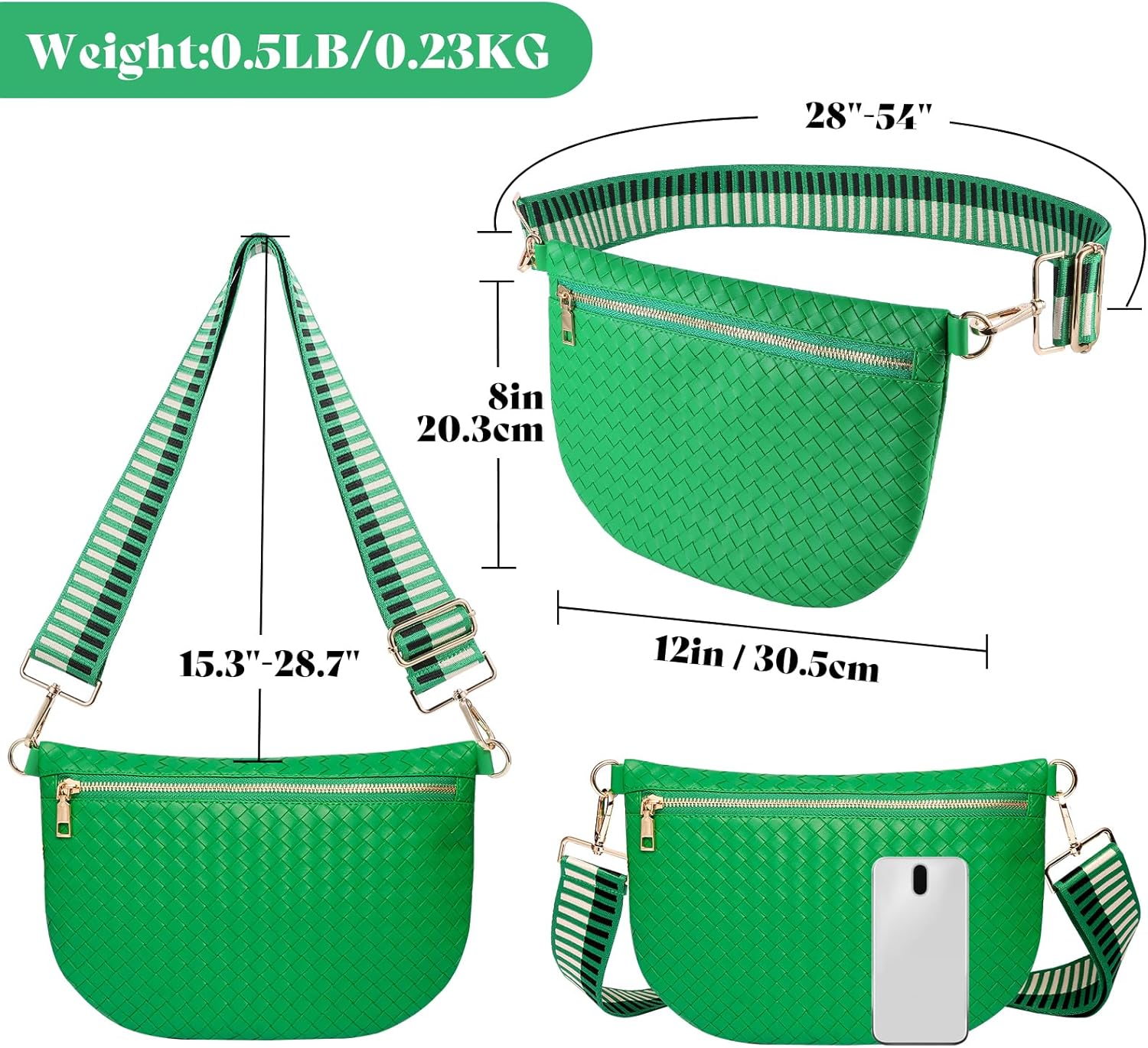 Bolsos cruzados tejidos para mujer, cinturón de cuero, riñonera, ca...