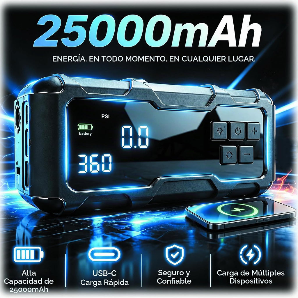 German-Tech - Arrancador de 9000 A con compresor de aire, inflador...