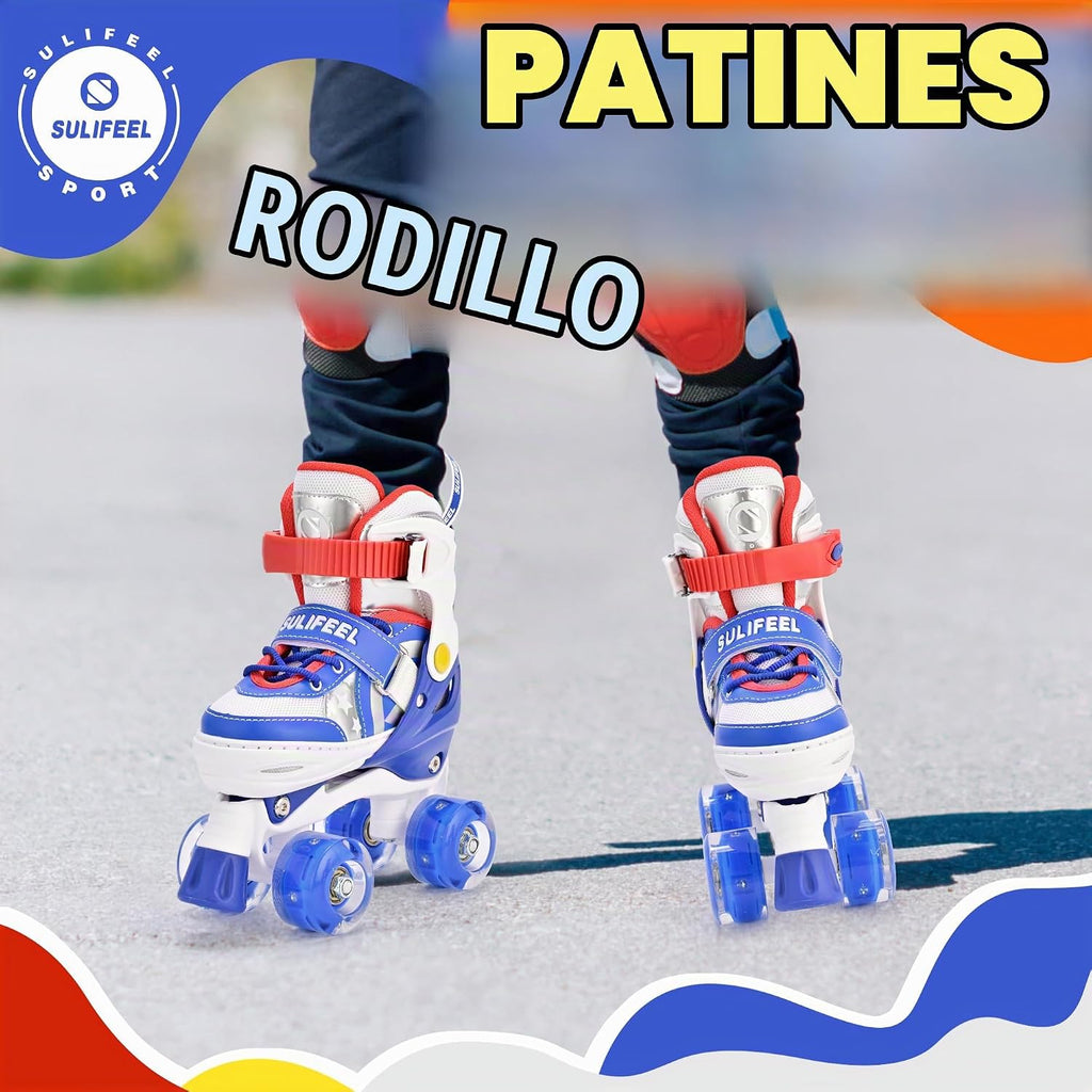 SULIFEEL Rainbow Unicorn - Patines ajustables de 4 tamaños para niñ...