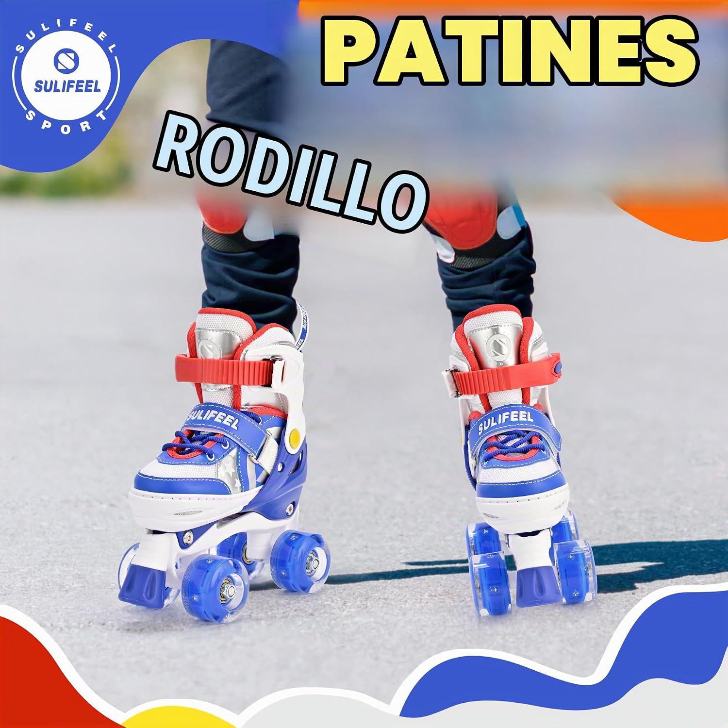 SULIFEEL Rainbow Unicorn - Patines ajustables de 4 tamaños para niñ...