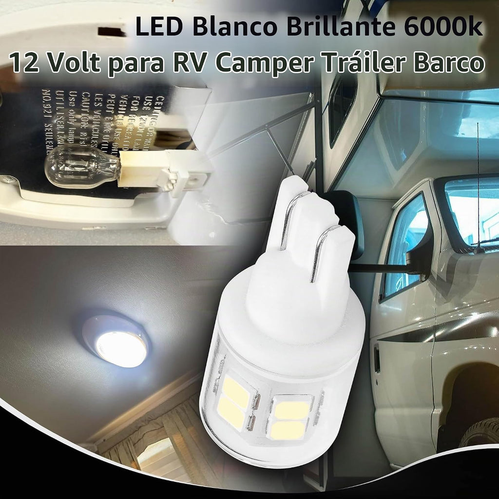 10 bombillas LED brillantes T10 921 922 912 194 168 906 2825 para l...