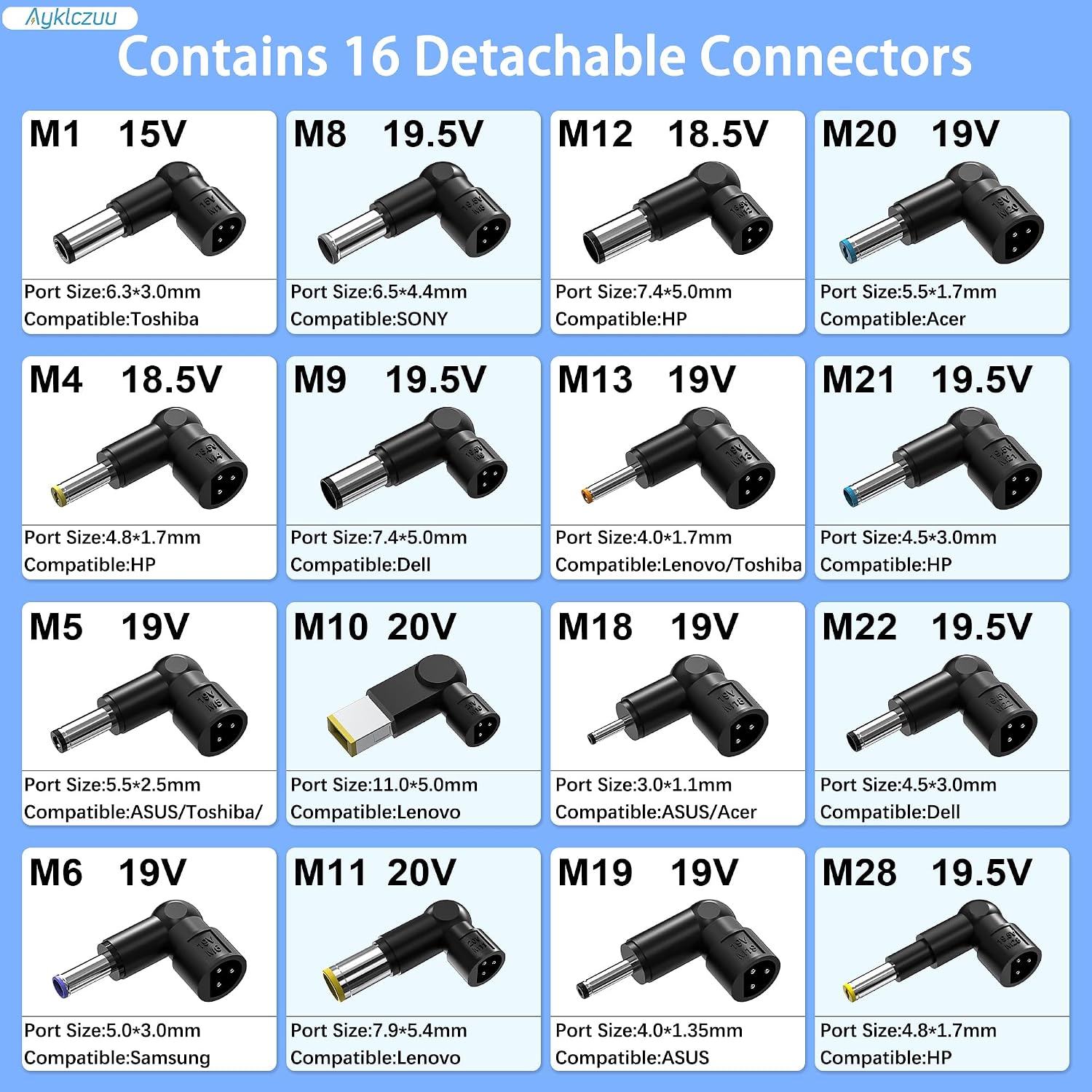AYKLCZUU Adaptador de cargador universal de 90 W para HP Dell Acer...