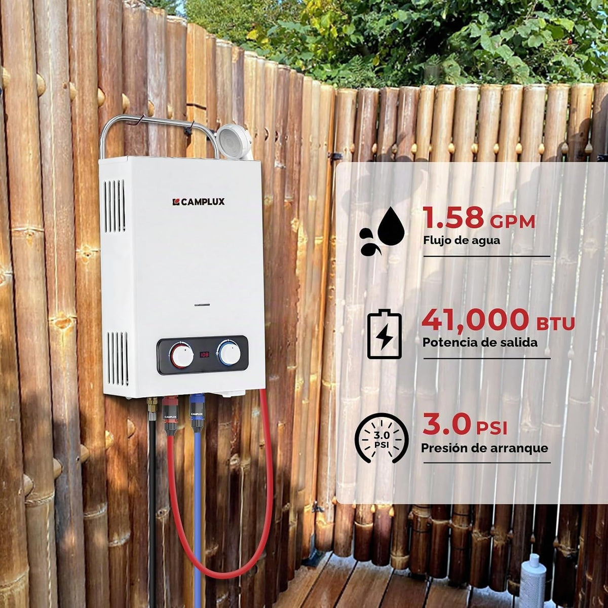 Calentador de agua sin tanque, Camplux 1.58 GPM - Calentador de gas...