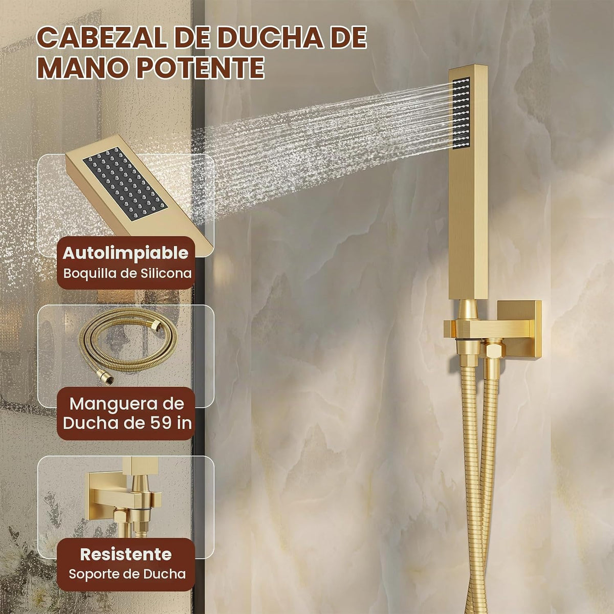 HoliSpa Sistema de ducha de montaje en techo, juego de grifo de duc...