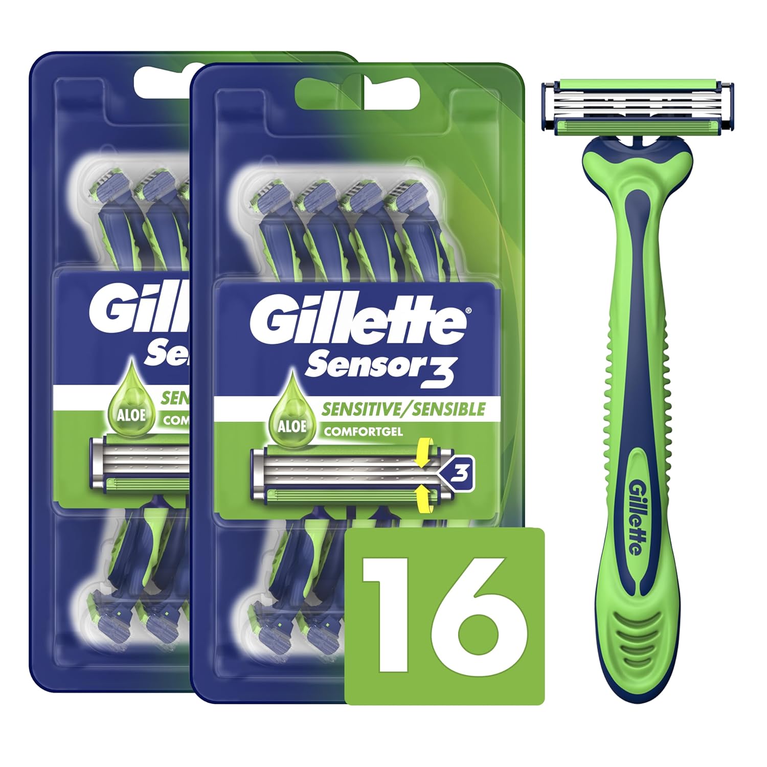 Gillette Sensor3 Sensitive - Maquinillas de afeitar desechables par...