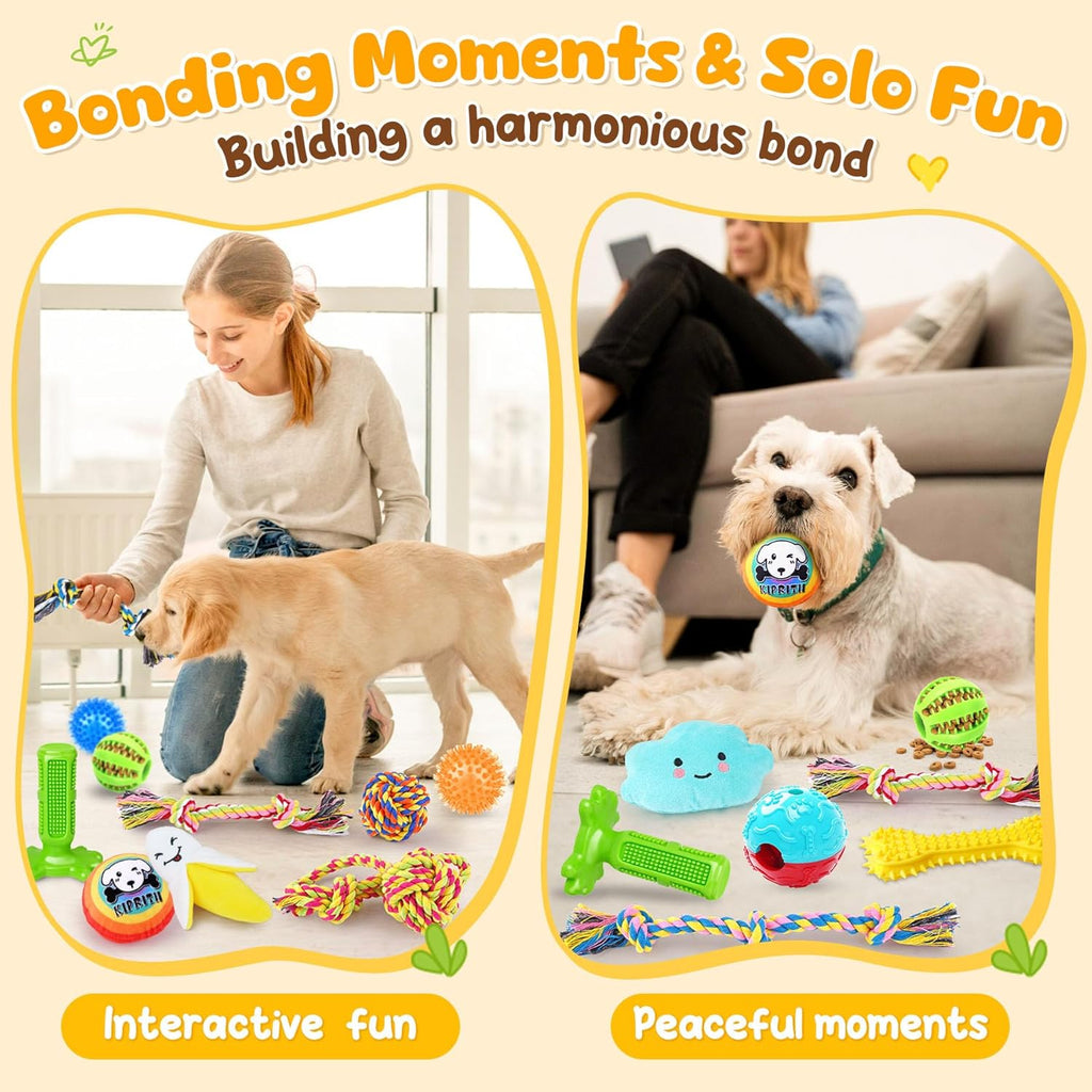 KIPRITII Juego de 25 juguetes para perros, ideal para dentición, en...
