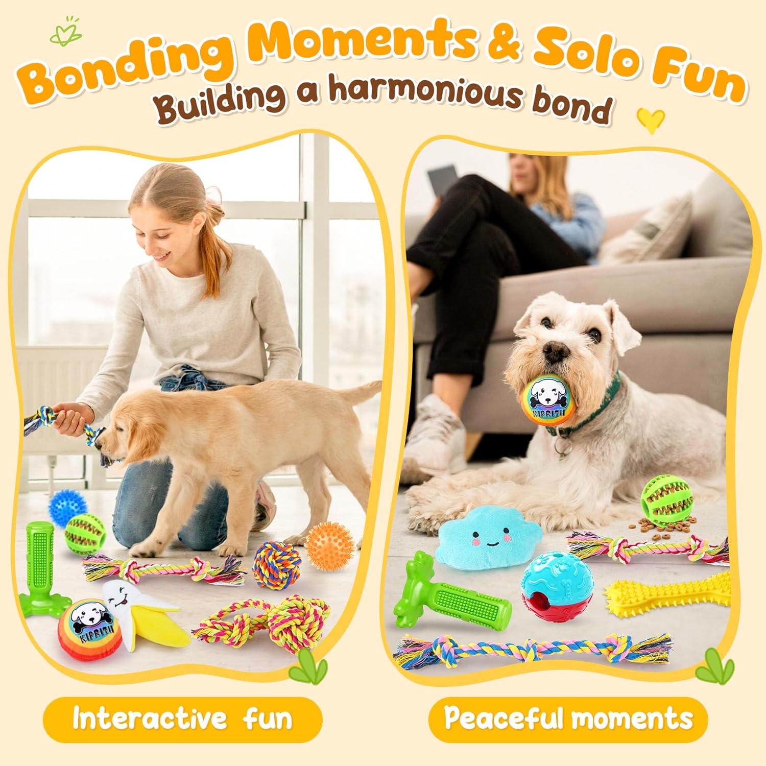 KIPRITII Juego de 25 juguetes para perros, ideal para dentición, en...