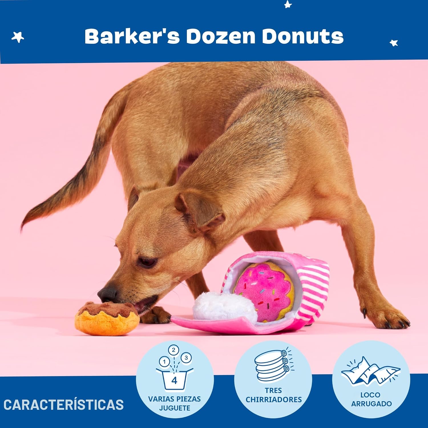 Barkbox Juguetes para perros \u2013 Donuts de peluche de Barker\u20...
