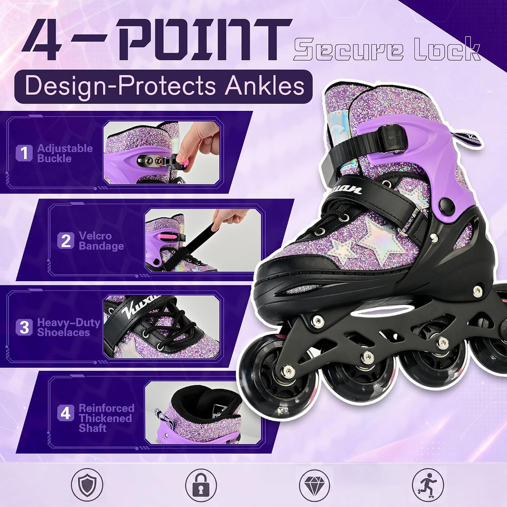 Kuxuan Adjustable Inline Skates for Girls and Women | Full Light Up...