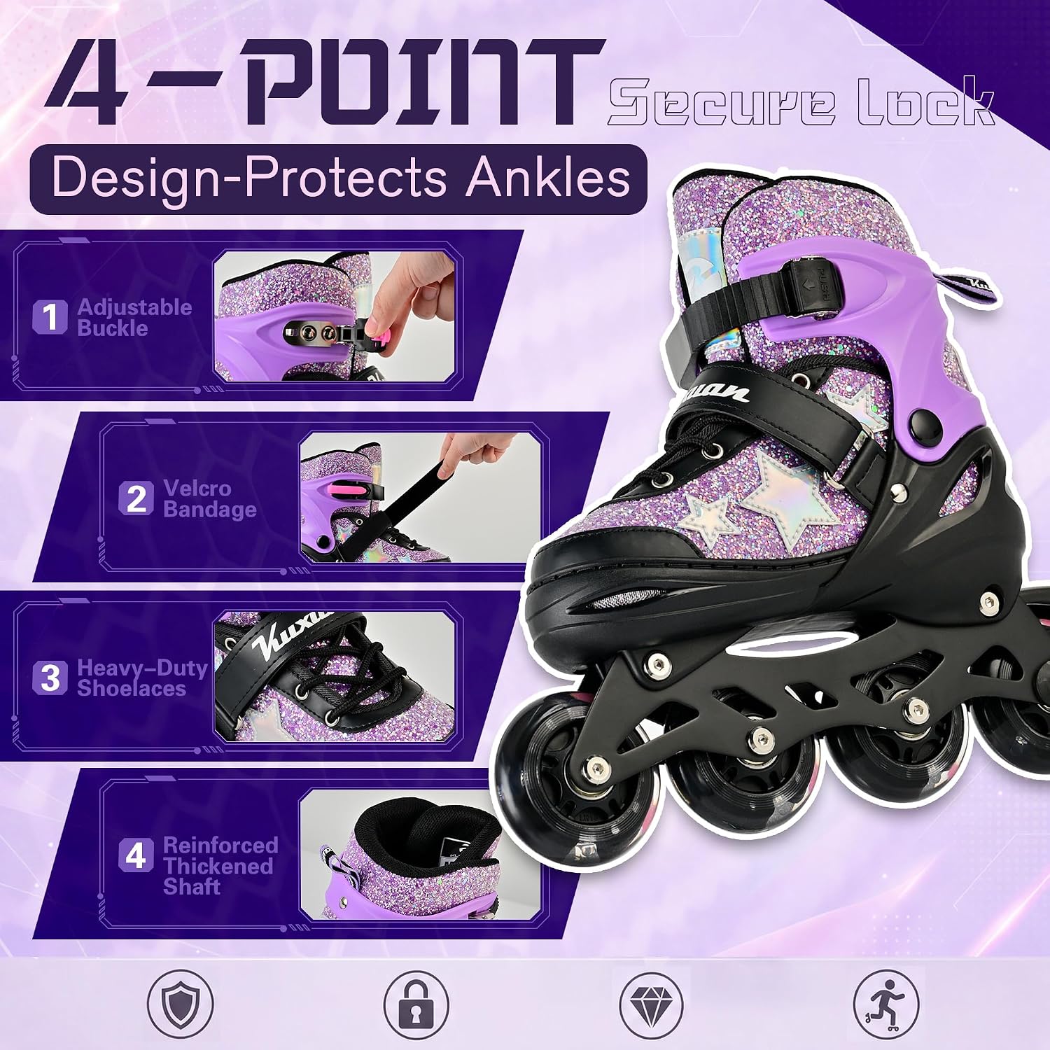 Kuxuan Adjustable Inline Skates for Girls and Women | Full Light Up...