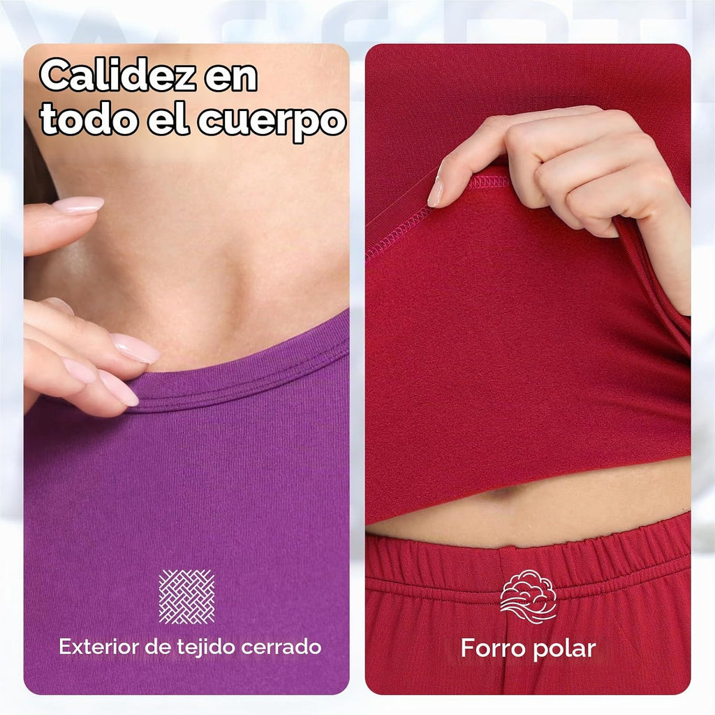 WEERTI Ropa interior térmica para mujeres Long Johns con forro pola...