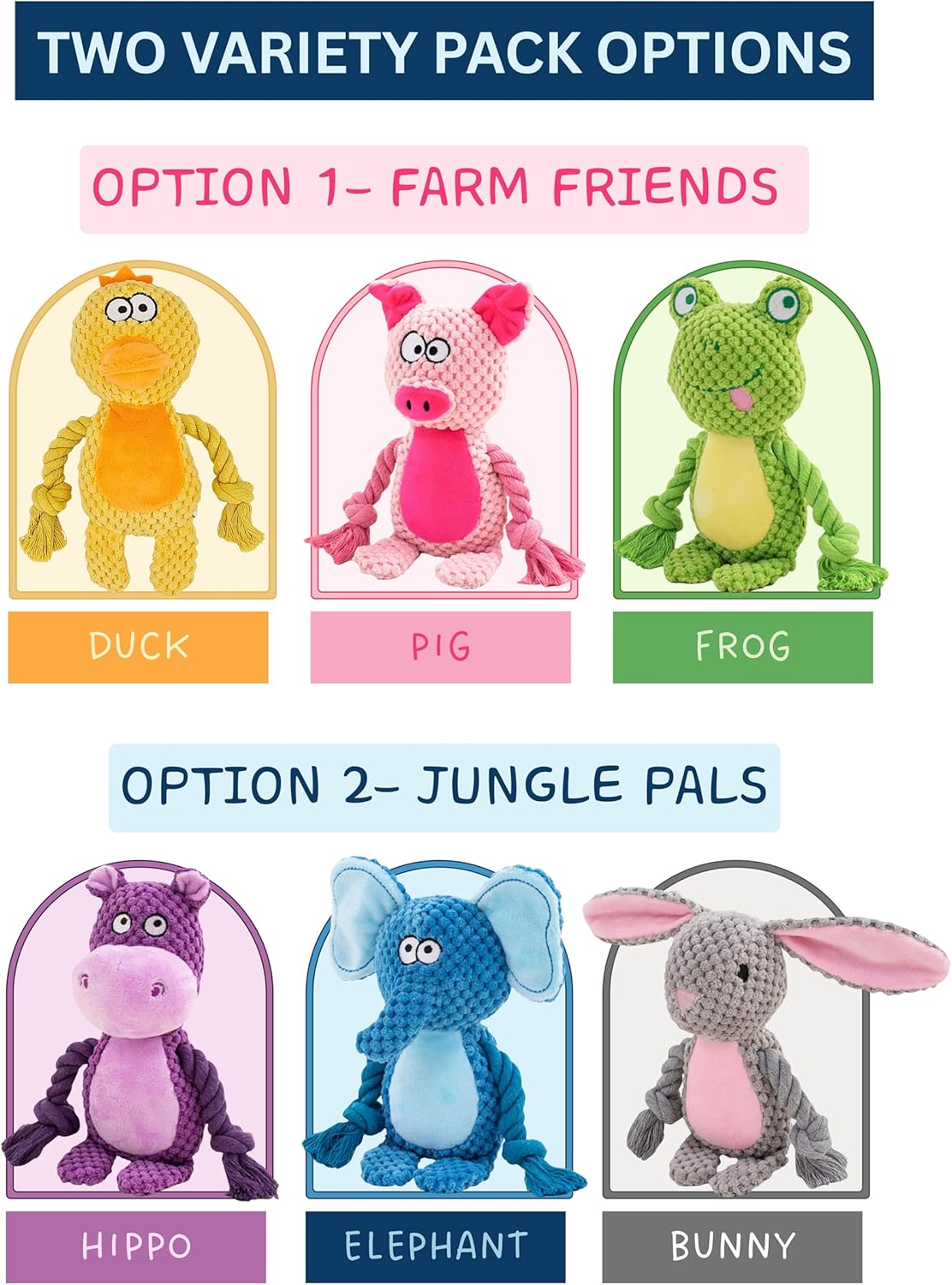 Leash and Leisure Juguetes de peluche para perros, paquete de 3 var...