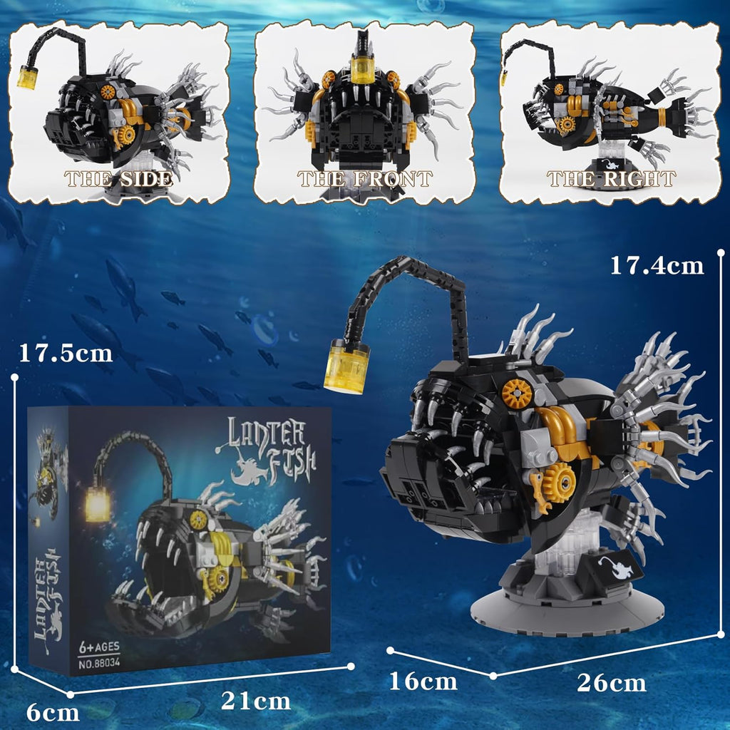 Juego de bloques de construcción de farol mecánico de peces con luc...