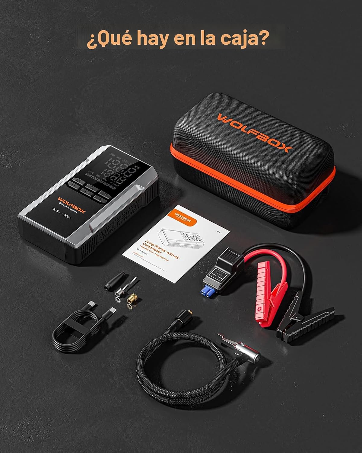 WOLFBOX MV24A - Arrancador de salto de 4000 A con compresor de aire...