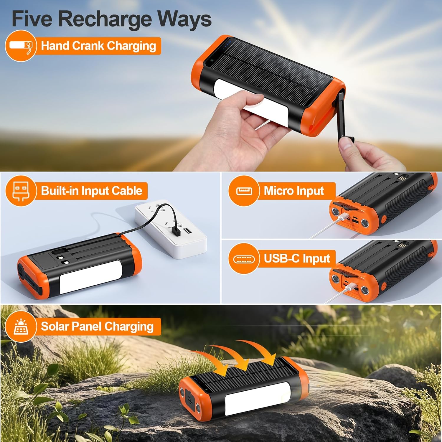 DJKK Banco de Energía Solar Portátil: Cargador de 66800mAh con Mani...