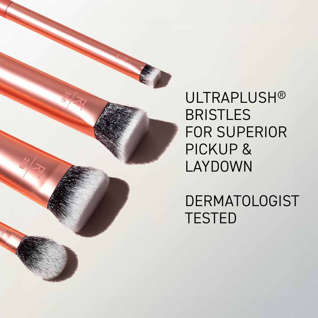 Real Techniques Juego de 4 brochas de maquillaje para base facial,...