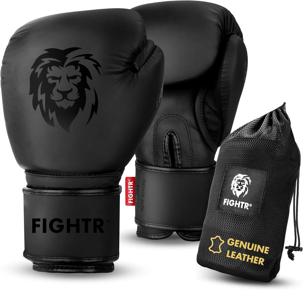 Guantes de boxeo FIGHTR® Pro hechos de cuero genuino | Para hombres...