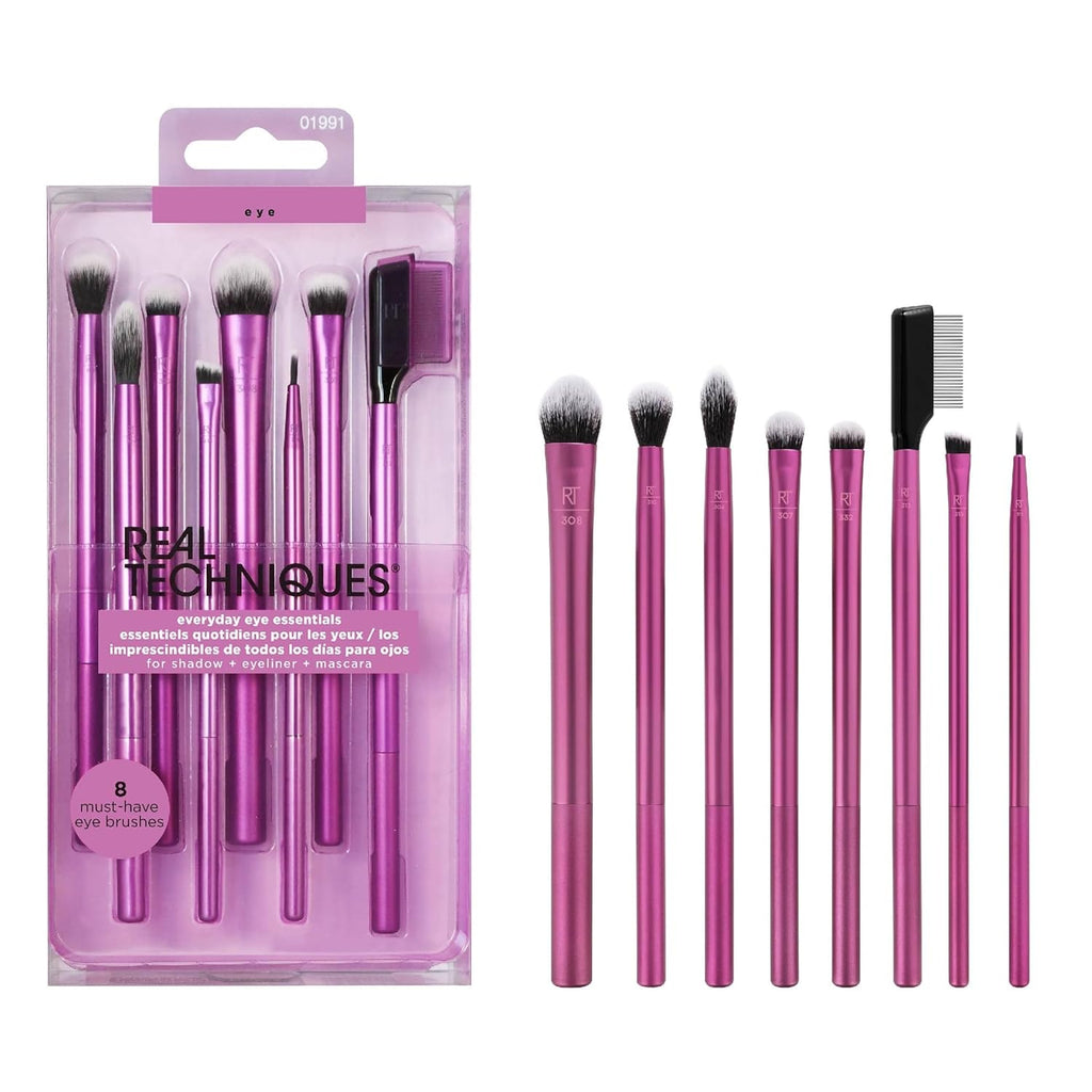 Real Techniques Juego de 8 Brochas de Maquillaje Esenciales para Oj...
