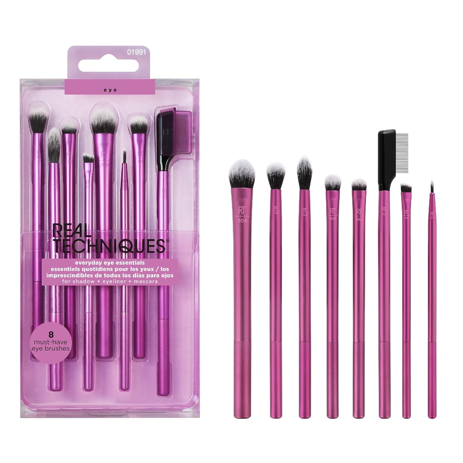 Real Techniques Juego de 8 Brochas de Maquillaje Esenciales para Oj...