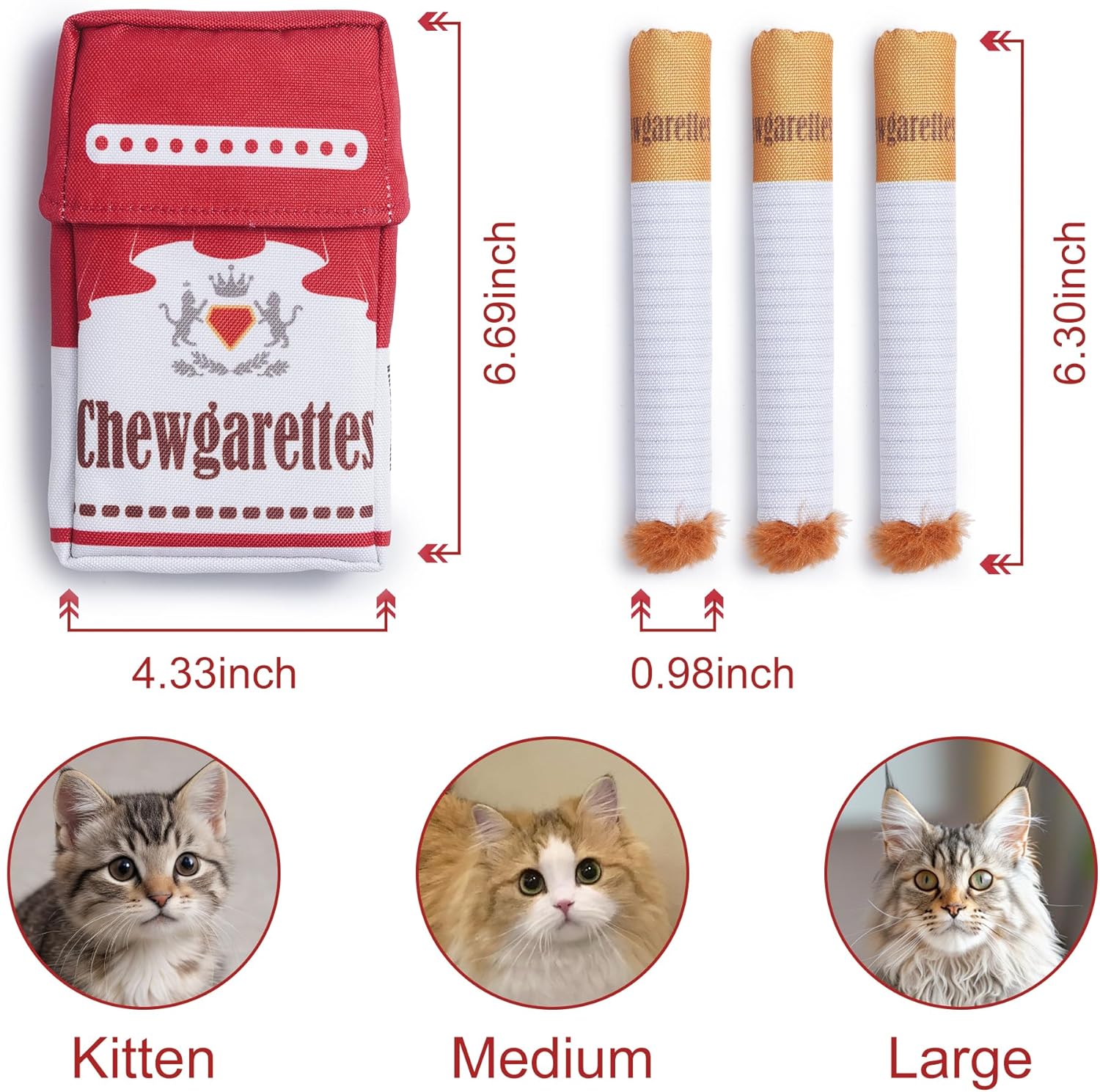 Nocciola Paquete de 3 juguetes de hierba gatera para gatos, diverti...