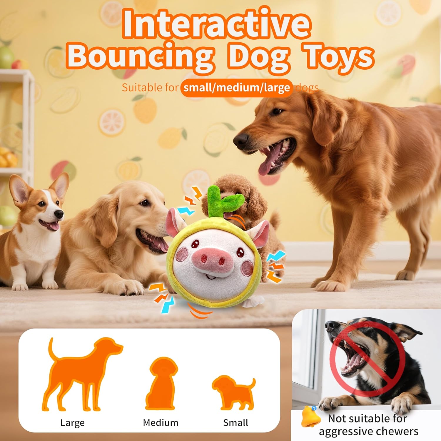 Hanarook Juguetes interactivos para perros, pelota de juguete para...