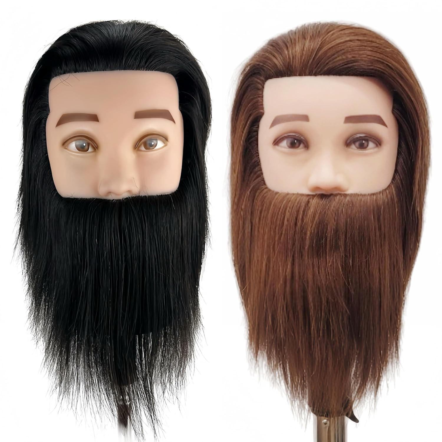 Yiifiulyn Cabeza de maniquí de cabello humano con barba, cabeza de...