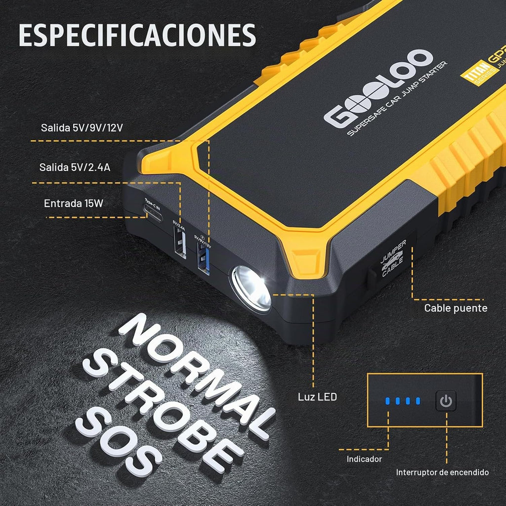 GOOLOO Nuevo arrancador GP2000 2000A Paquete de batería de arranque...
