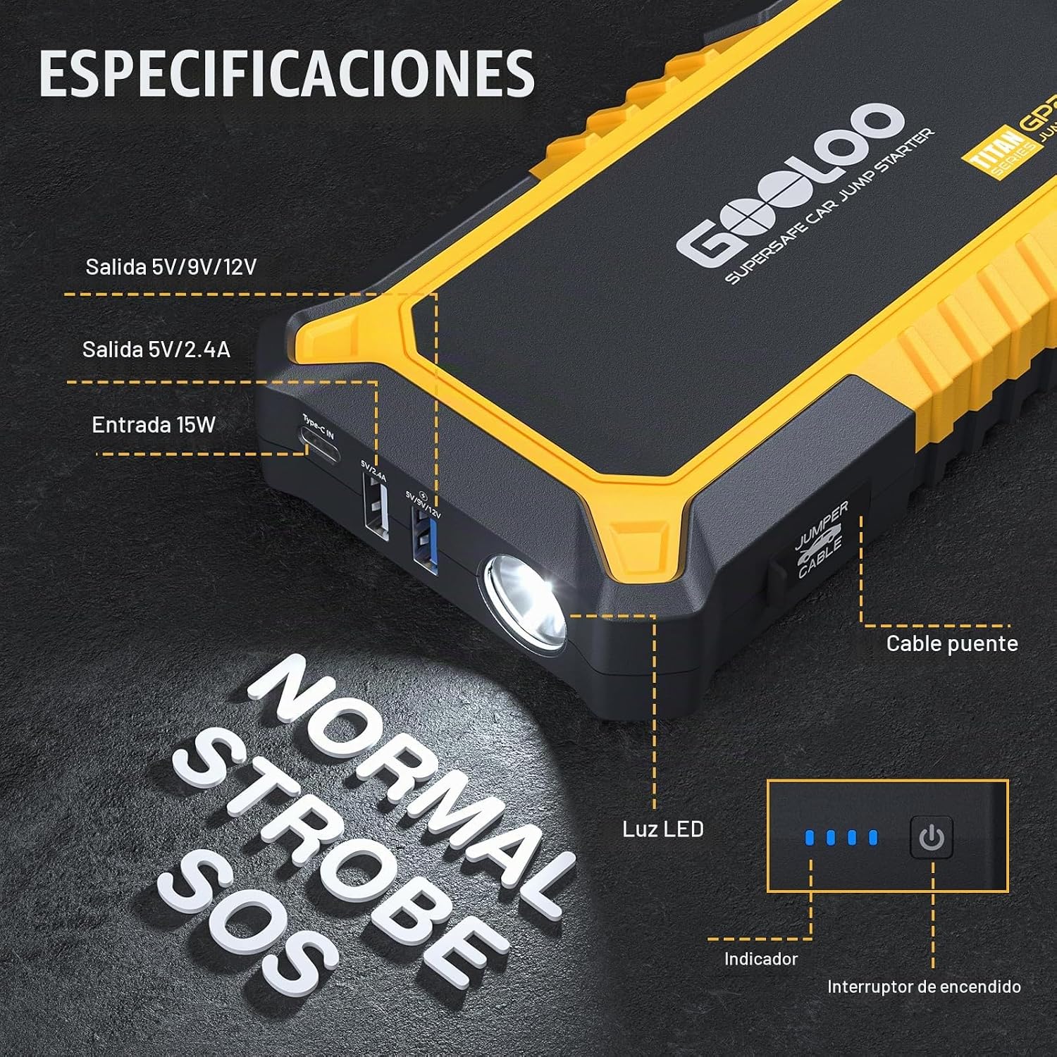 GOOLOO Nuevo arrancador GP2000 2000A Paquete de batería de arranque...