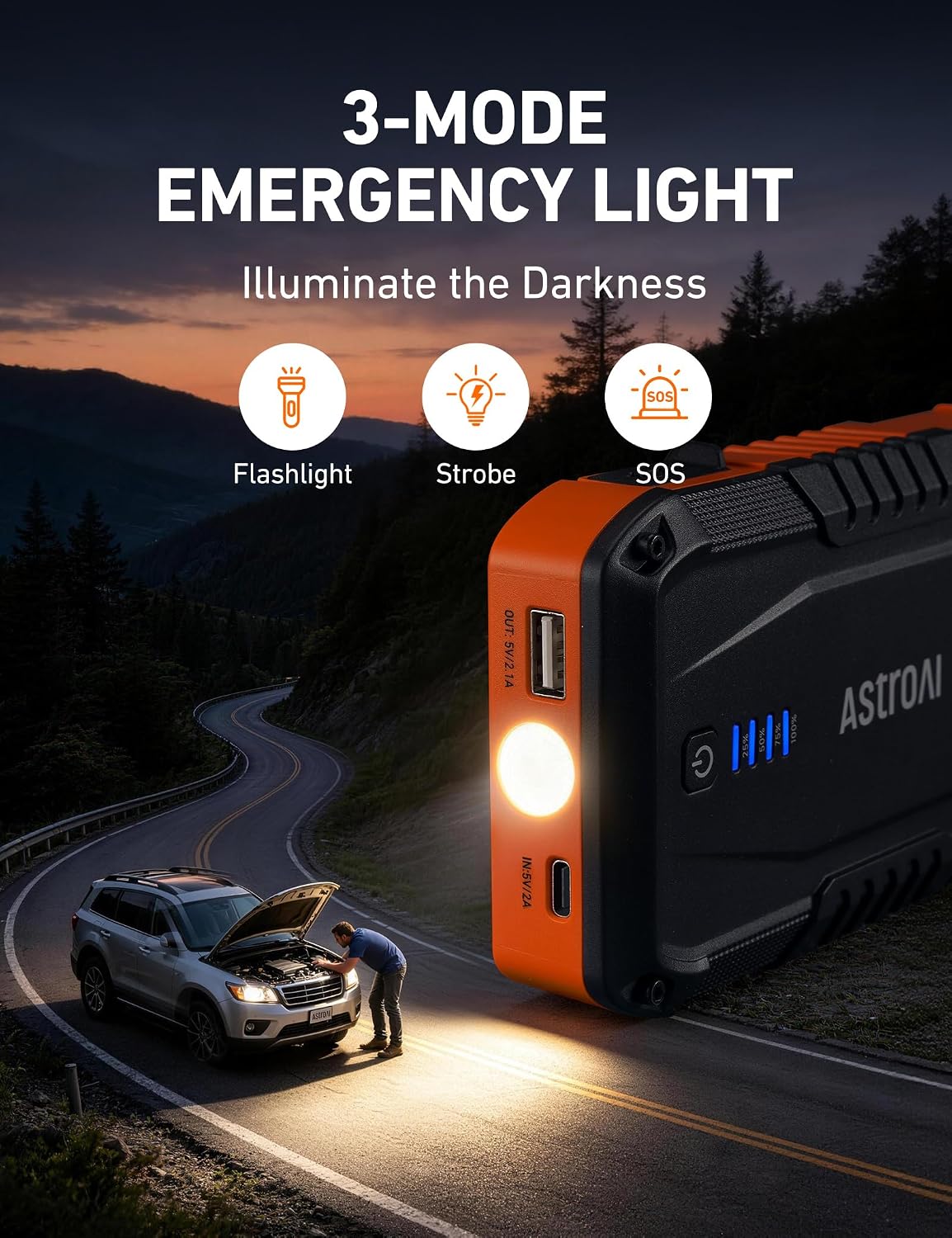 AstroAI Arrancador de batería de coche S8, batería de arranque de c...