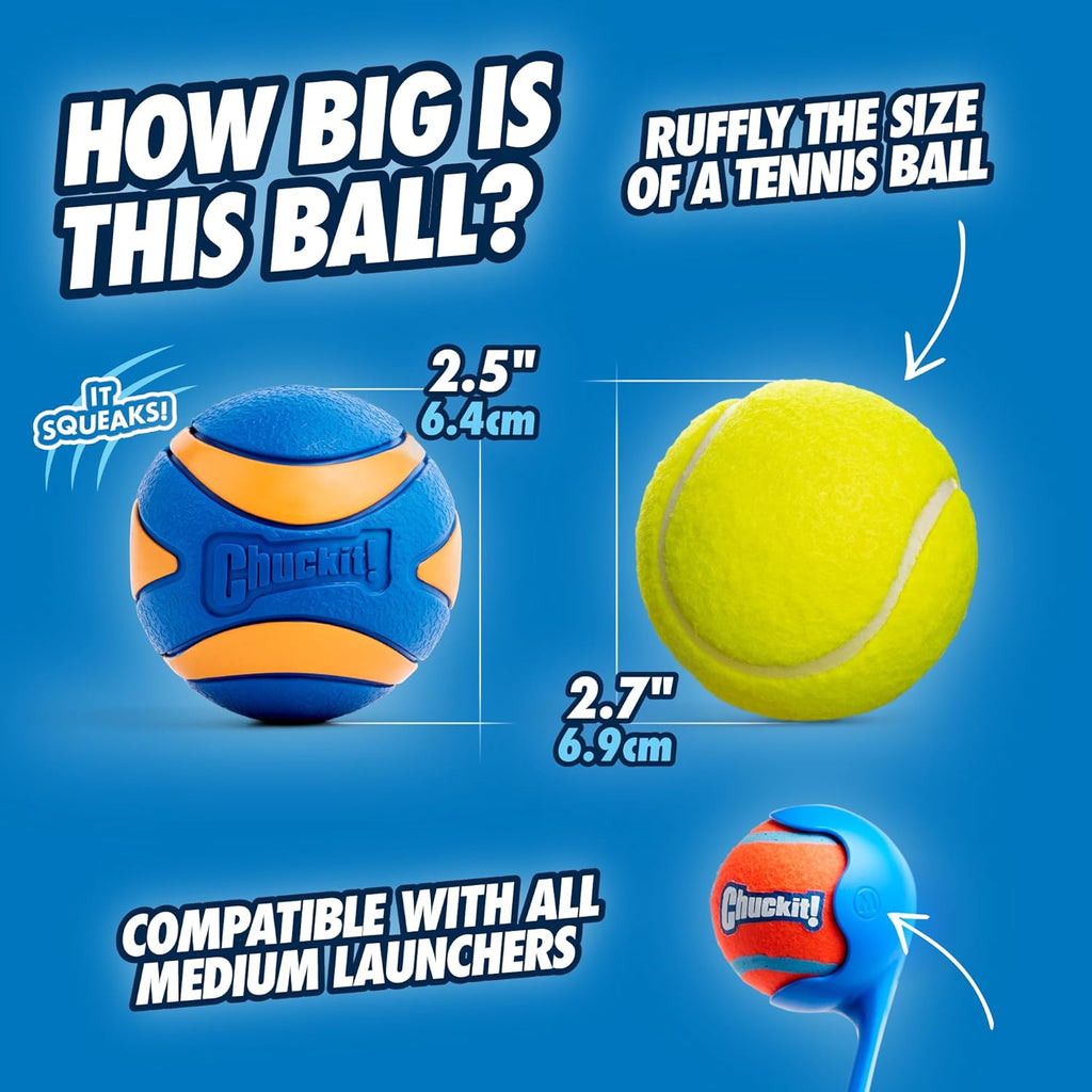 CHUCKIT Pelota ultra chirriadora para perros pequeños, pequeña