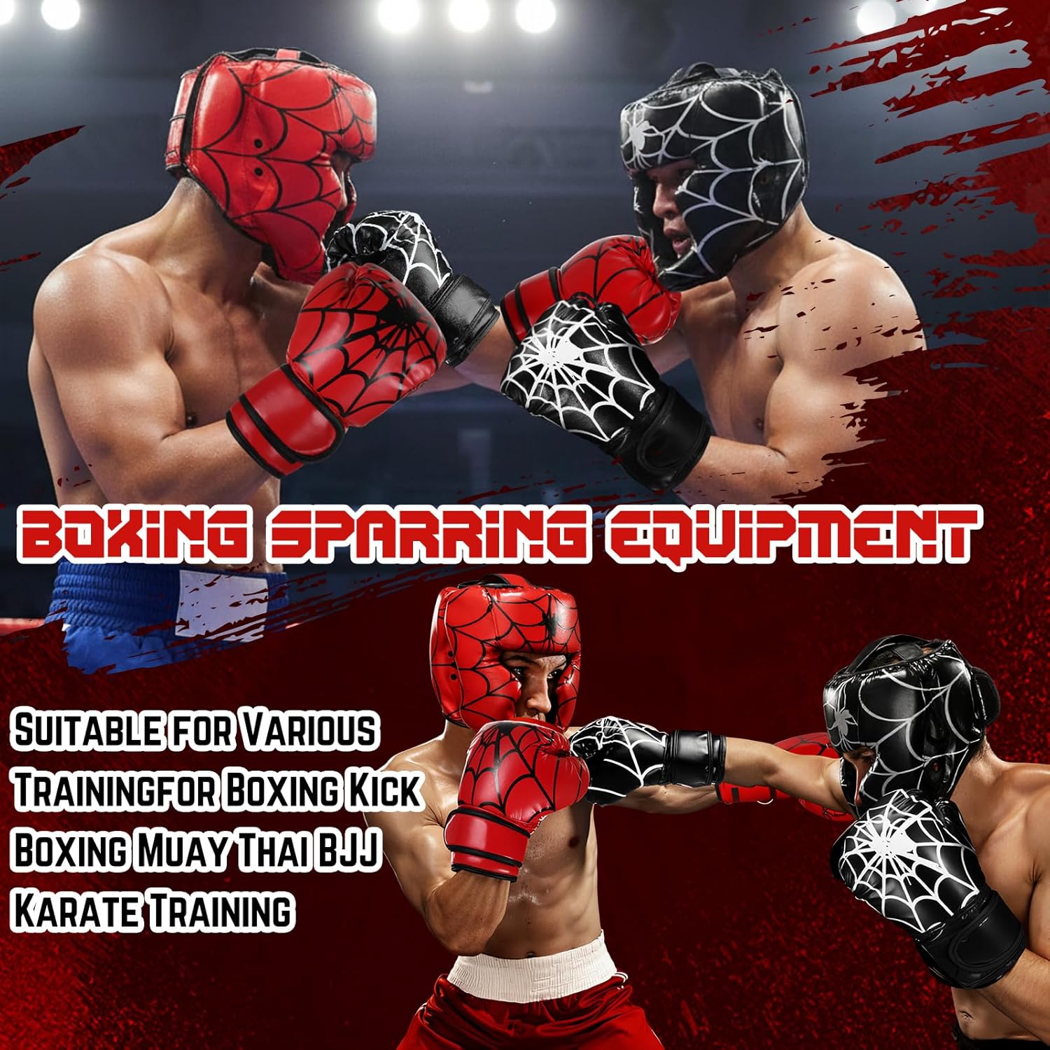 Arrowbash Juego de 2 protectores de cabeza y guantes de boxeo para...