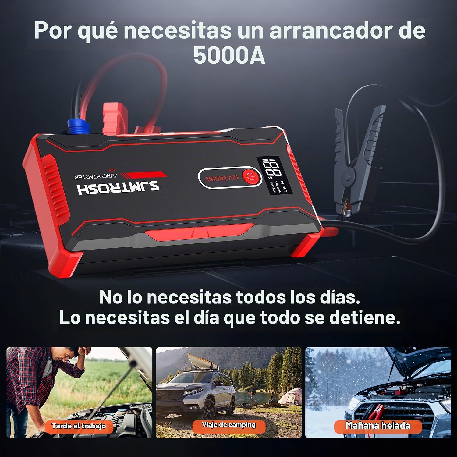 TM20 Jump Starter 5000A, cargador de batería portátil de coche 12V...