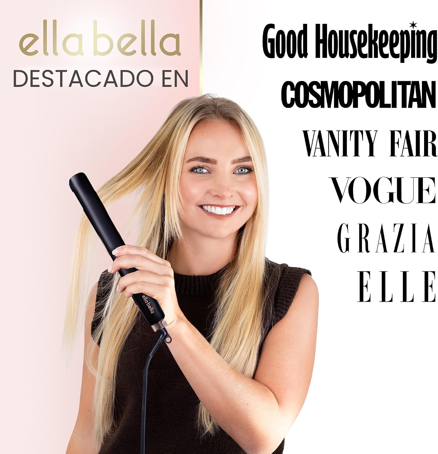 ELLA BELLA® Plancha de pelo delgada con rizador infrarrojo 2 en 1 |...