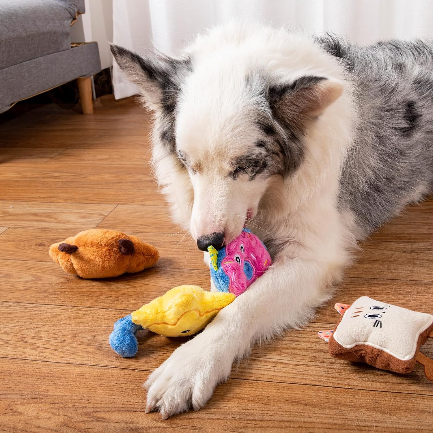 DODODOLA 4 piezas de juguetes para perros con relleno para perros p...