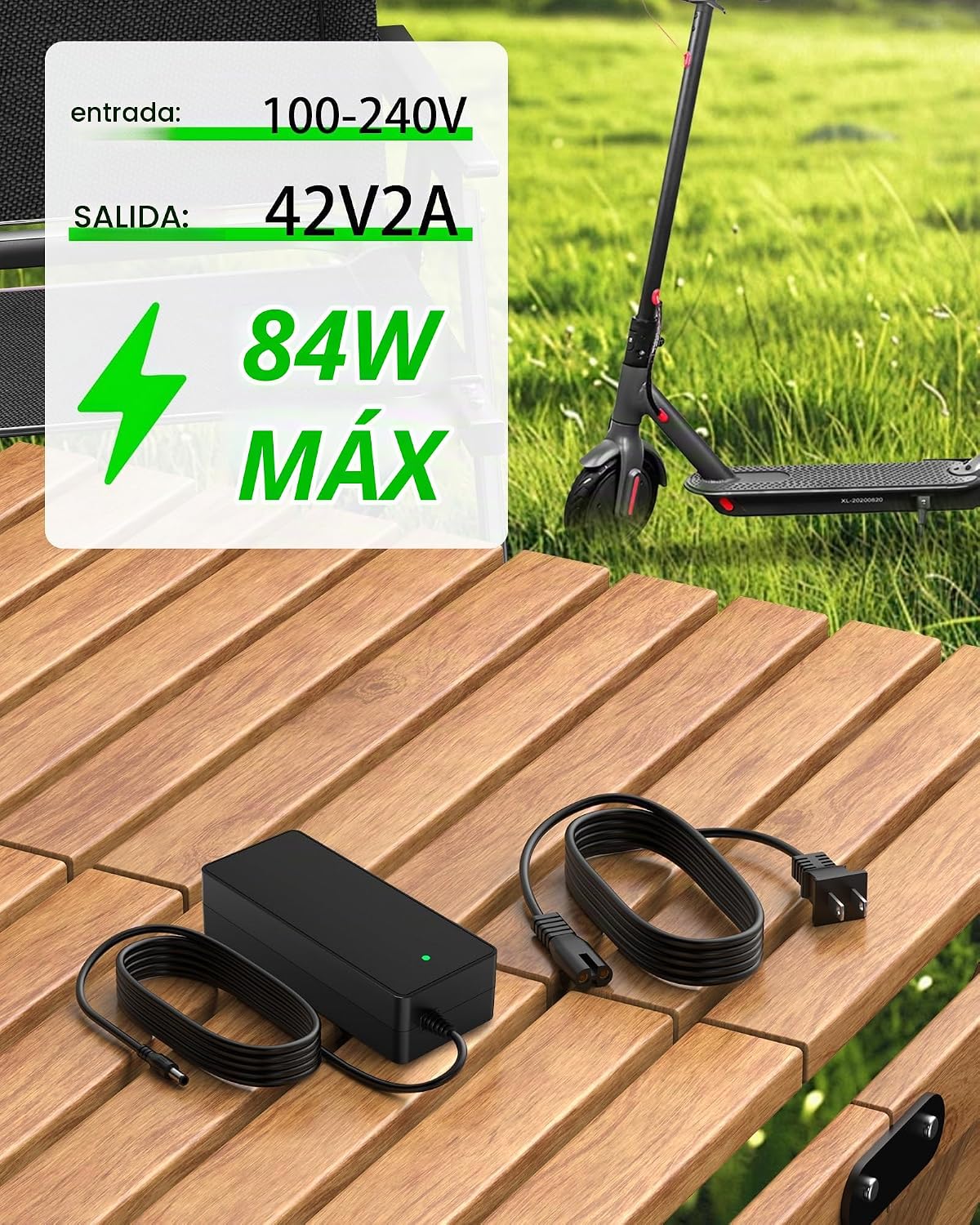 VHBW Cargador de scooter de 42V 2A compatible con Hiboy S2 Pro S2 K...