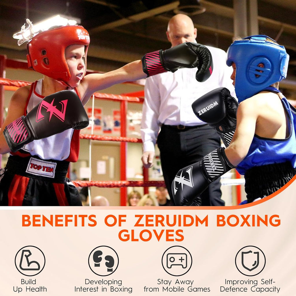 Guantes de boxeo para niños de 6 oz, guantes de entrenamiento juven...