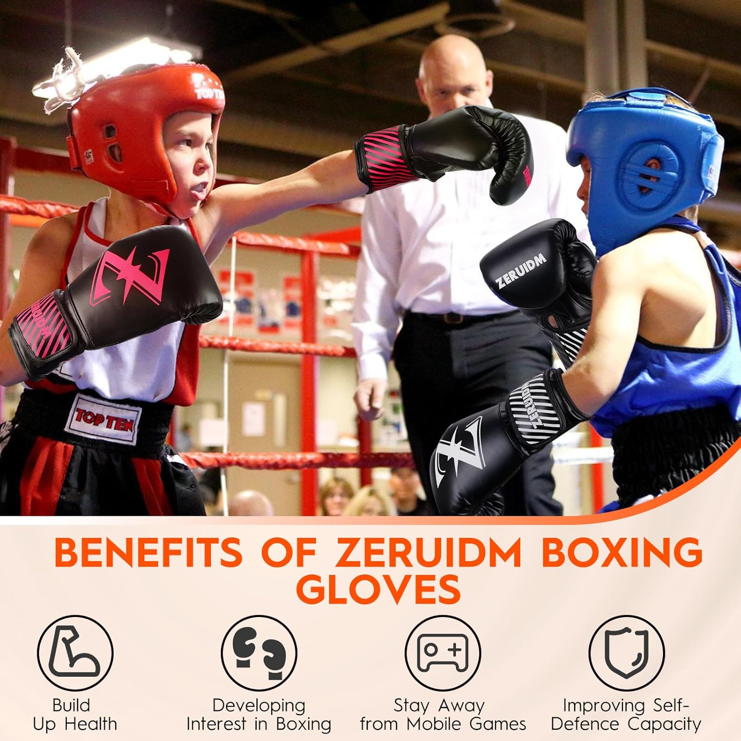 Guantes de boxeo para niños de 6 oz, guantes de entrenamiento juven...