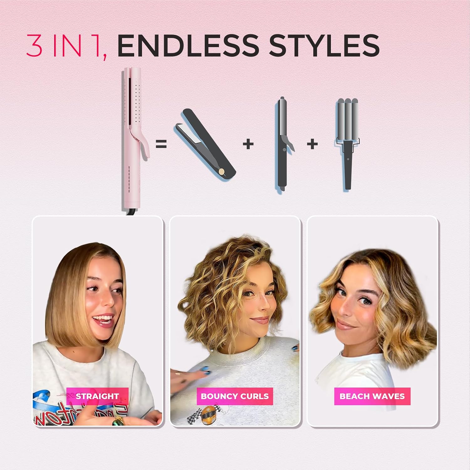 TYMO Airflow 2.0 - Plancha rizadora de pelo 2 en 1, rizador de pelo...