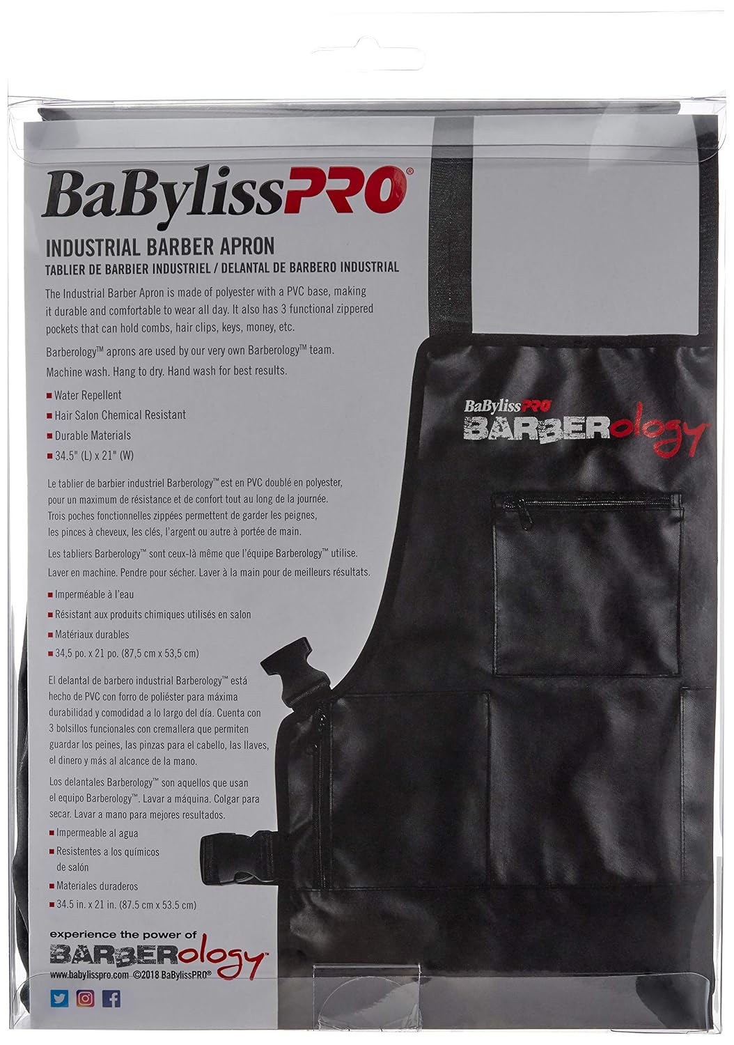 BabylissPRO Delantal de Barberología - Negro