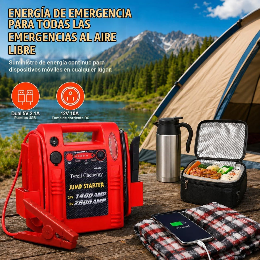 Tyrell Chenergy - Arrancador de batería 12V\/24V, 2800\/1400 pico d...