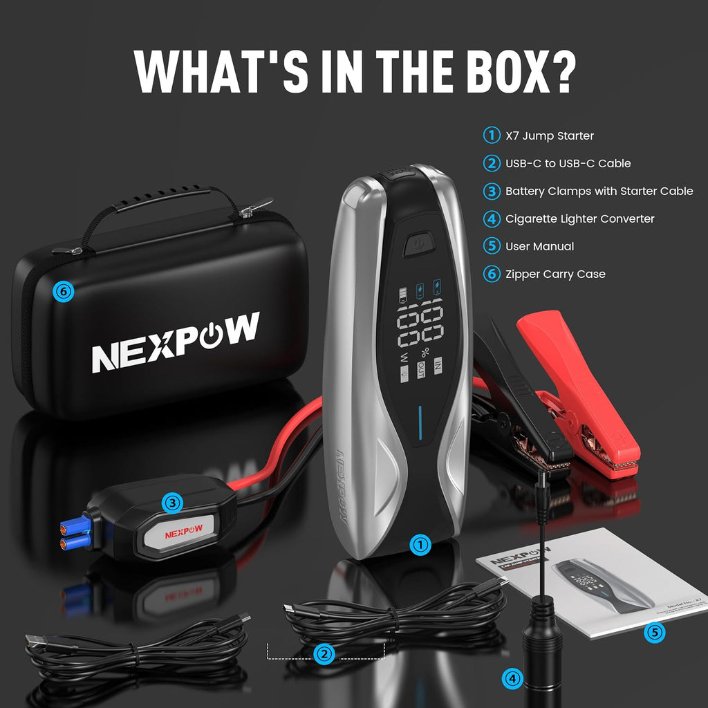 NEXPOW Arrancador de coche, batería de coche, 1500A Peak Q10S y arr...