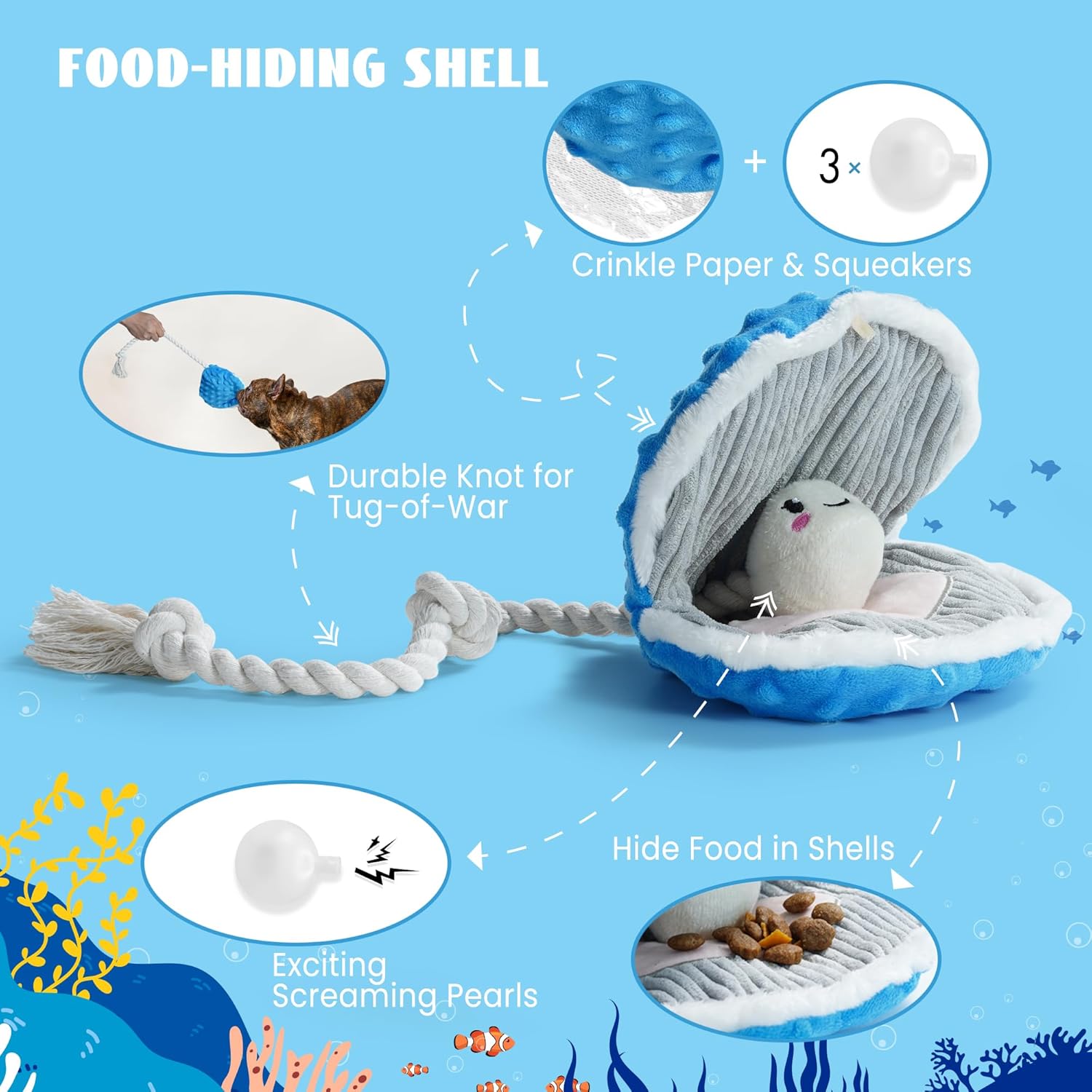 Nocciola Juguete de pulpo chirriante arrugado para perros, juguetes...