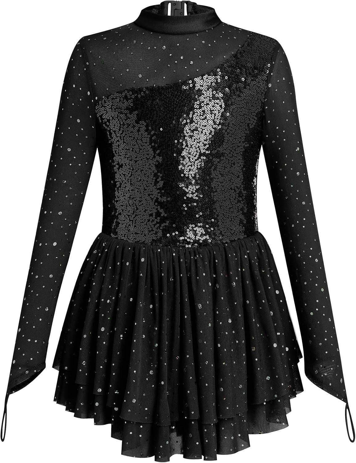 ODASDO Vestido de Patinaje Artístico para Niñas, Malla de Manga Lar...