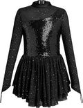 Vestido de patinaje artístico para niña, con lentejuelas brillantes...
