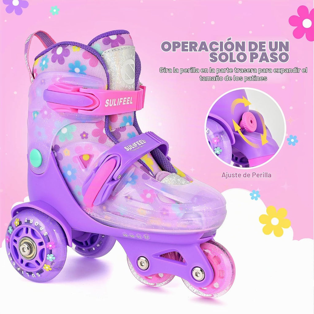 SULIFEEL Patines de Ruedas Ajustables para Niñas Niños Infantiles,...