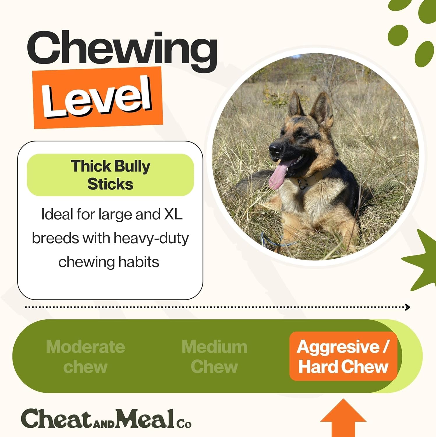Cheat and Meal Co Bully Sticks para perros grandes, juguetes mastic...