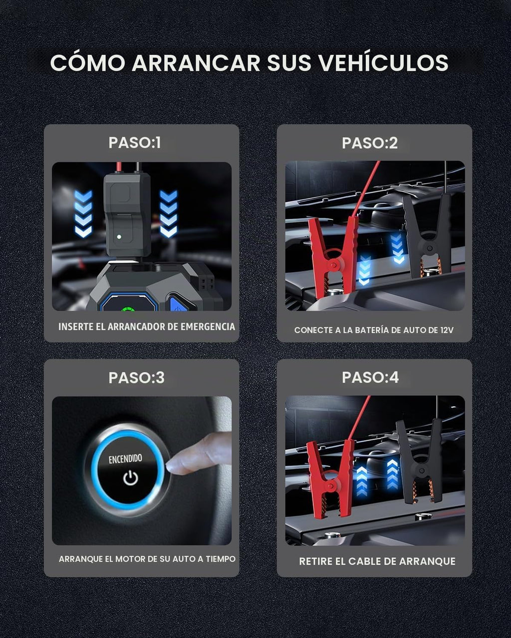 Arrancador de 2500A con compresor de aire, potenciador de batería,...